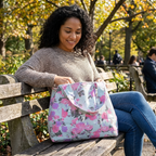 ROSIE - Womens Floral Print Beach Tote Bag Picnic Bag