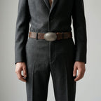 Mudgee Distressed Genuine Leather Belt with Oval Buckle