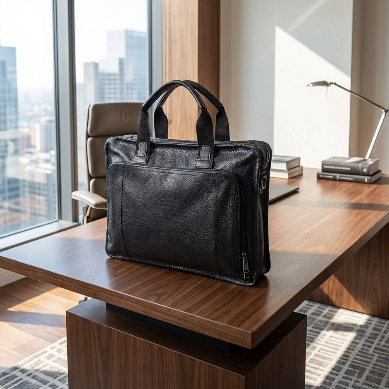 SIMON - Mens Genuine Leather Laptop Satchel Bag