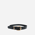 SOUTH BEACH - Addison Road Women's Black Genuine Leather Belt with Gold Buckle