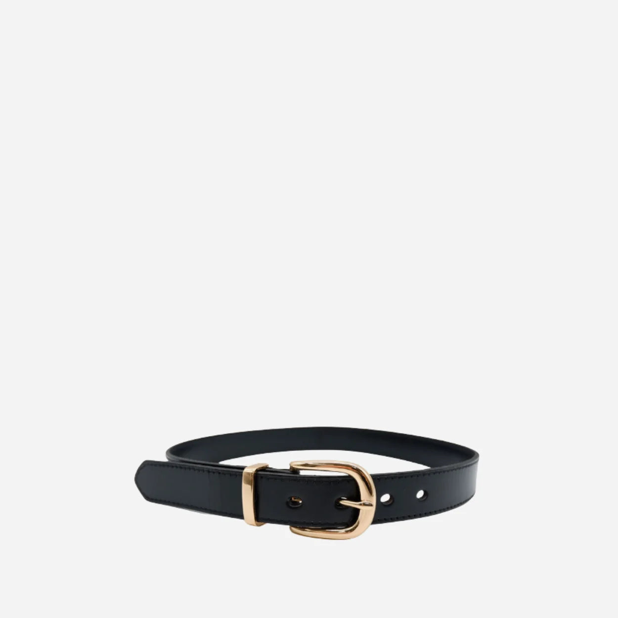 SOUTH BEACH - Addison Road Women's Black Genuine Leather Belt with Gold Buckle