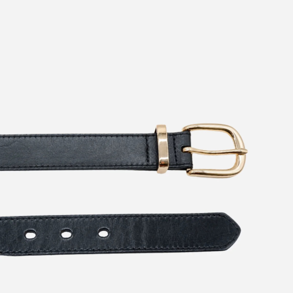 SOUTH BEACH - Addison Road Women's Black Genuine Leather Belt with Gold Buckle