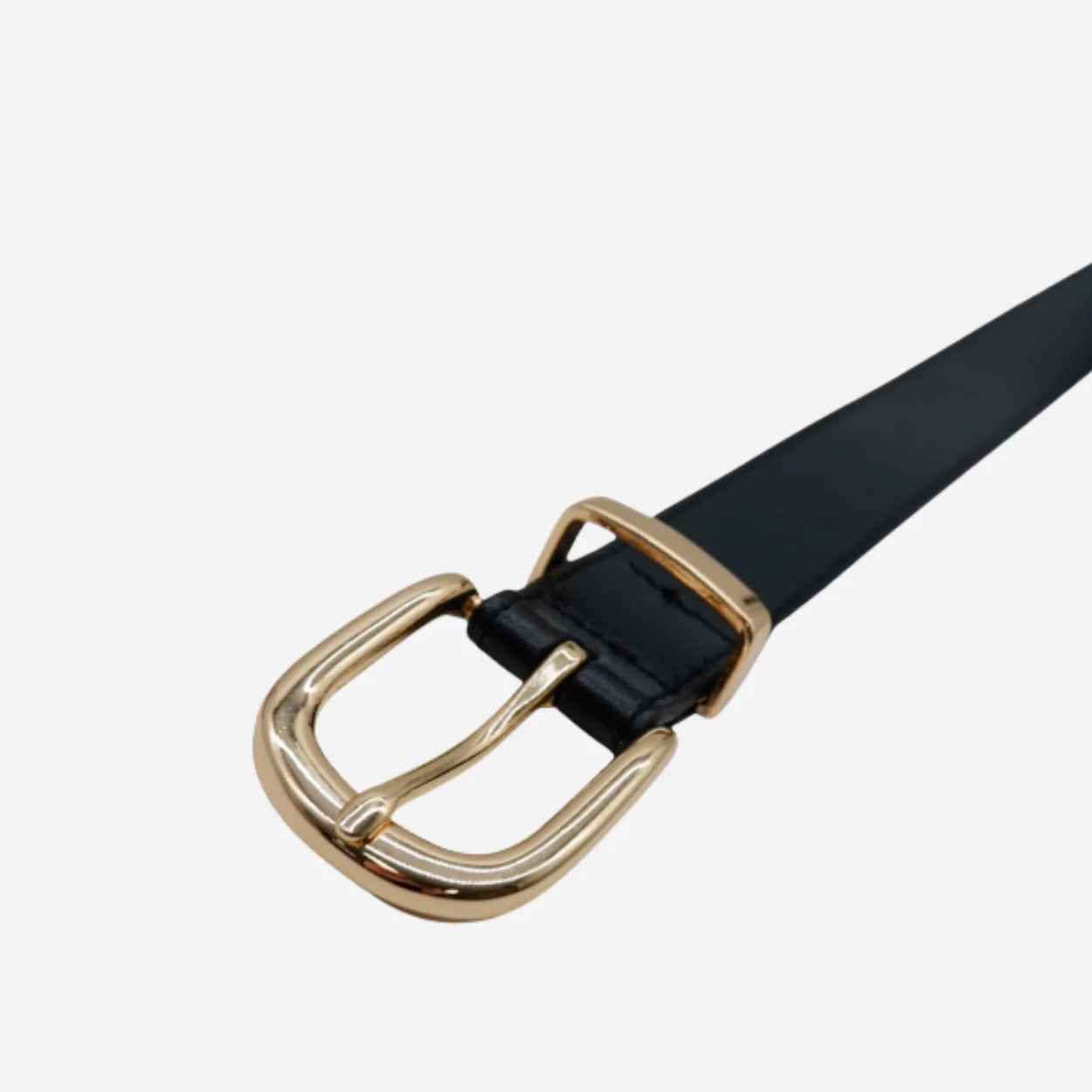 SOUTH BEACH - Addison Road Women's Black Genuine Leather Belt with Gold Buckle