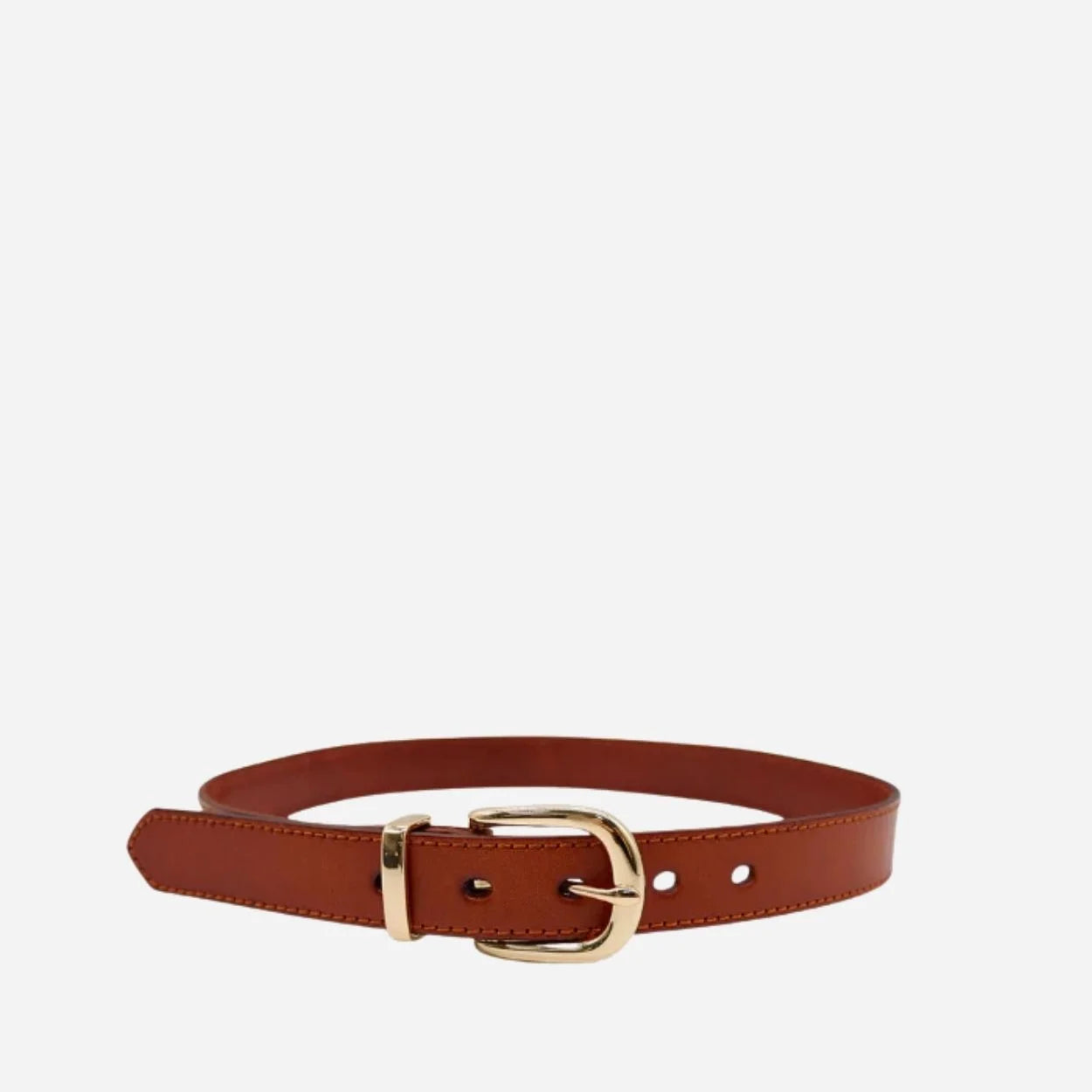 SOUTH BEACH - Addison Road Women's Tan Genuine Leather Belt with Gold Buckle