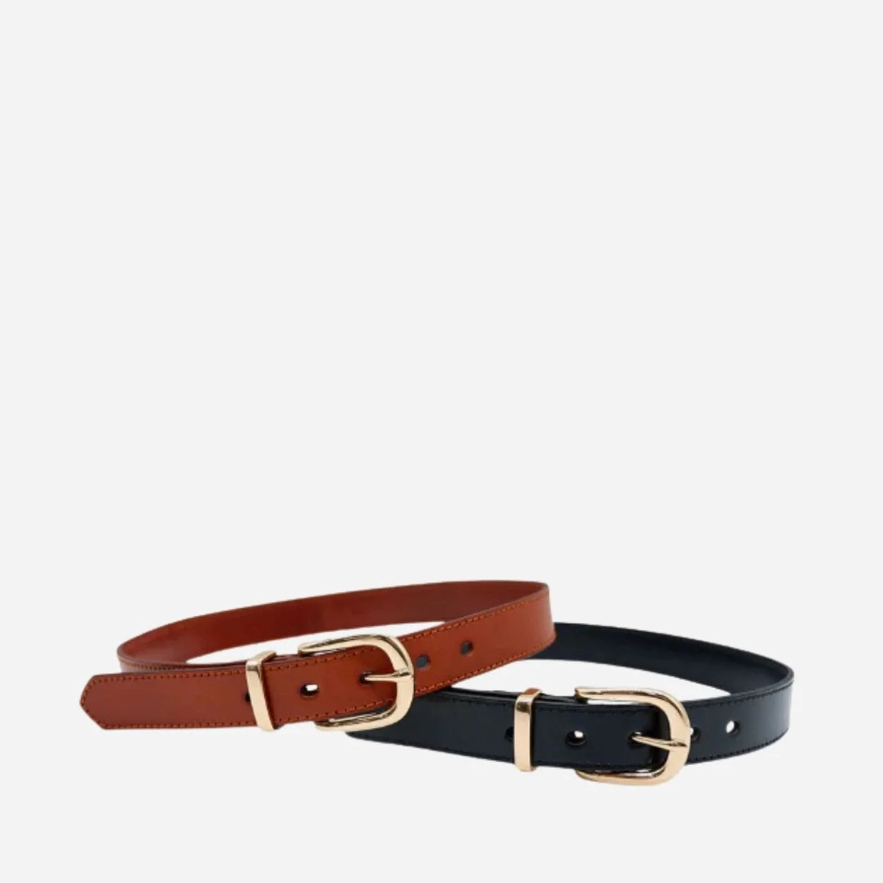 SOUTH BEACH - Addison Road Women's Tan Genuine Leather Belt with Gold Buckle