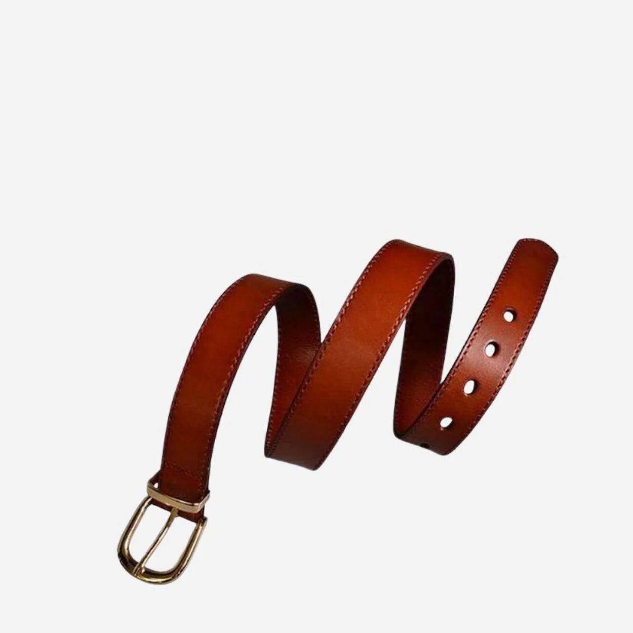 SOUTH BEACH - Addison Road Women's Tan Genuine Leather Belt with Gold Buckle