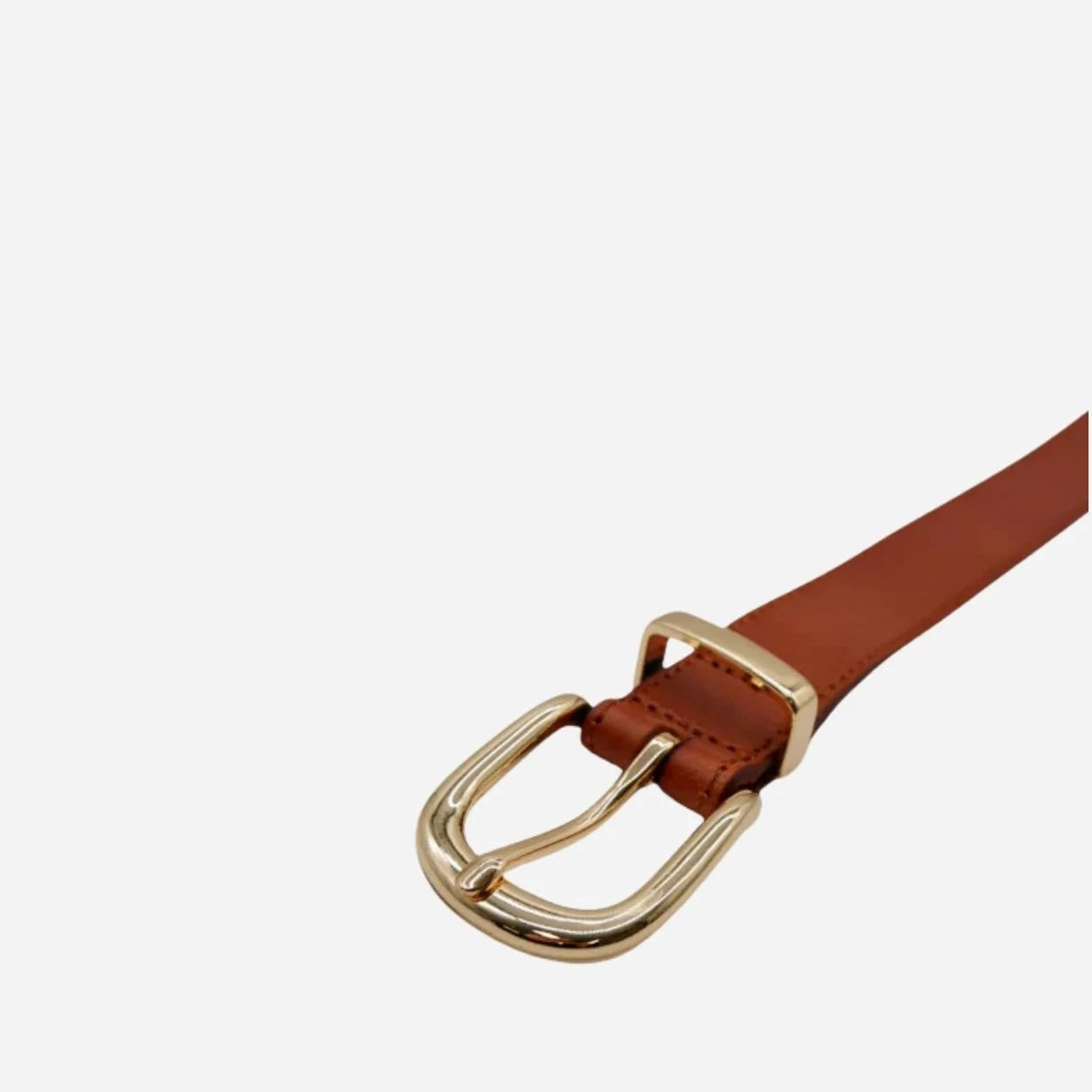 SOUTH BEACH - Addison Road Women's Tan Genuine Leather Belt with Gold Buckle