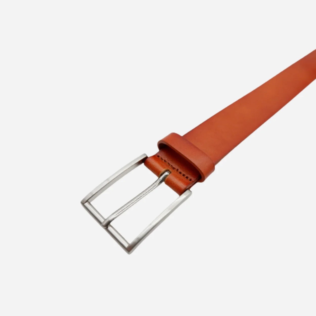 STAVROS - Mens Dark Tan Genuine Leather Dress Belt