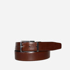 STEFANO - Mens Black and Brown Reversible Genuine Leather Belt