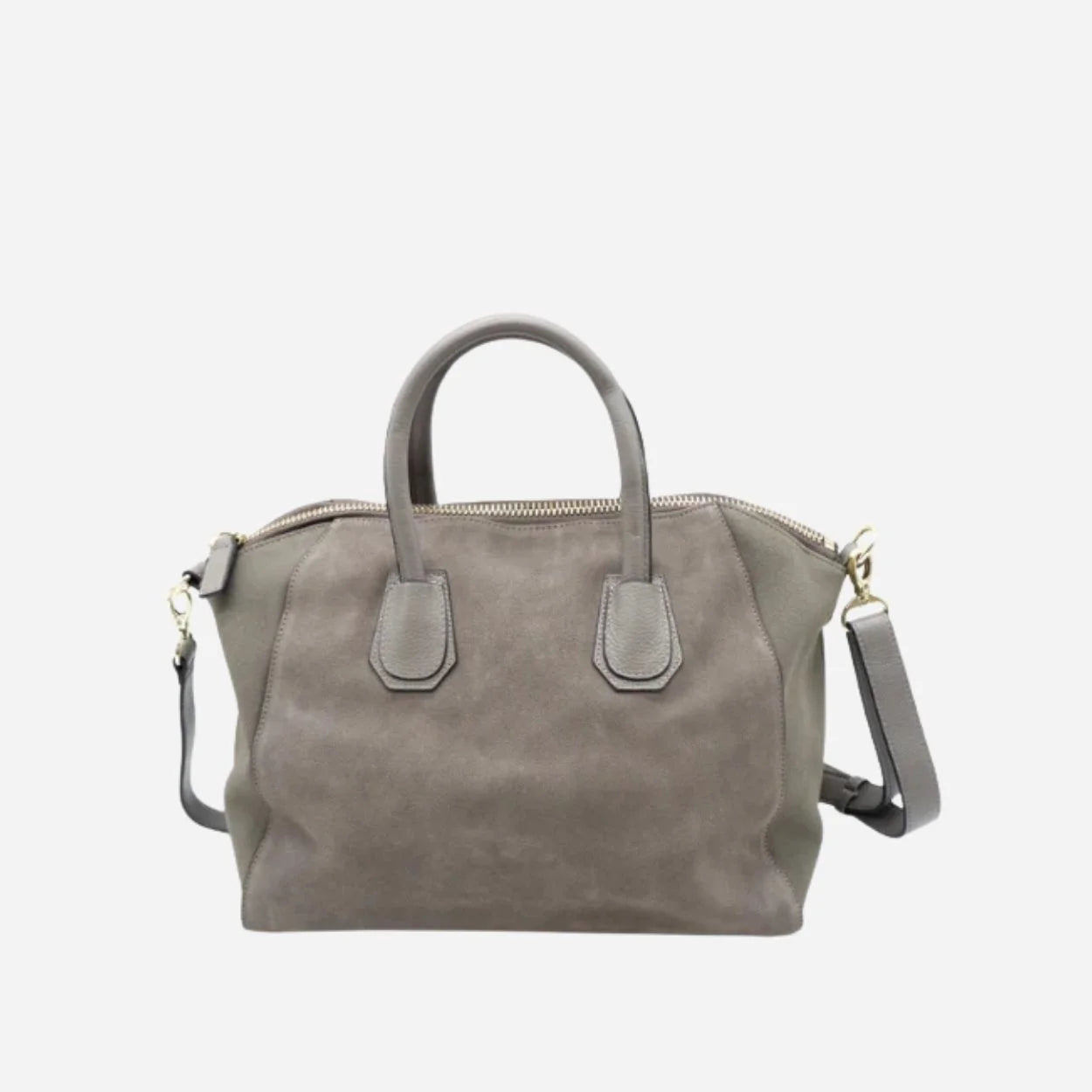 ST IVES - Grey Genuine Suede Leather Handbag Clearance
