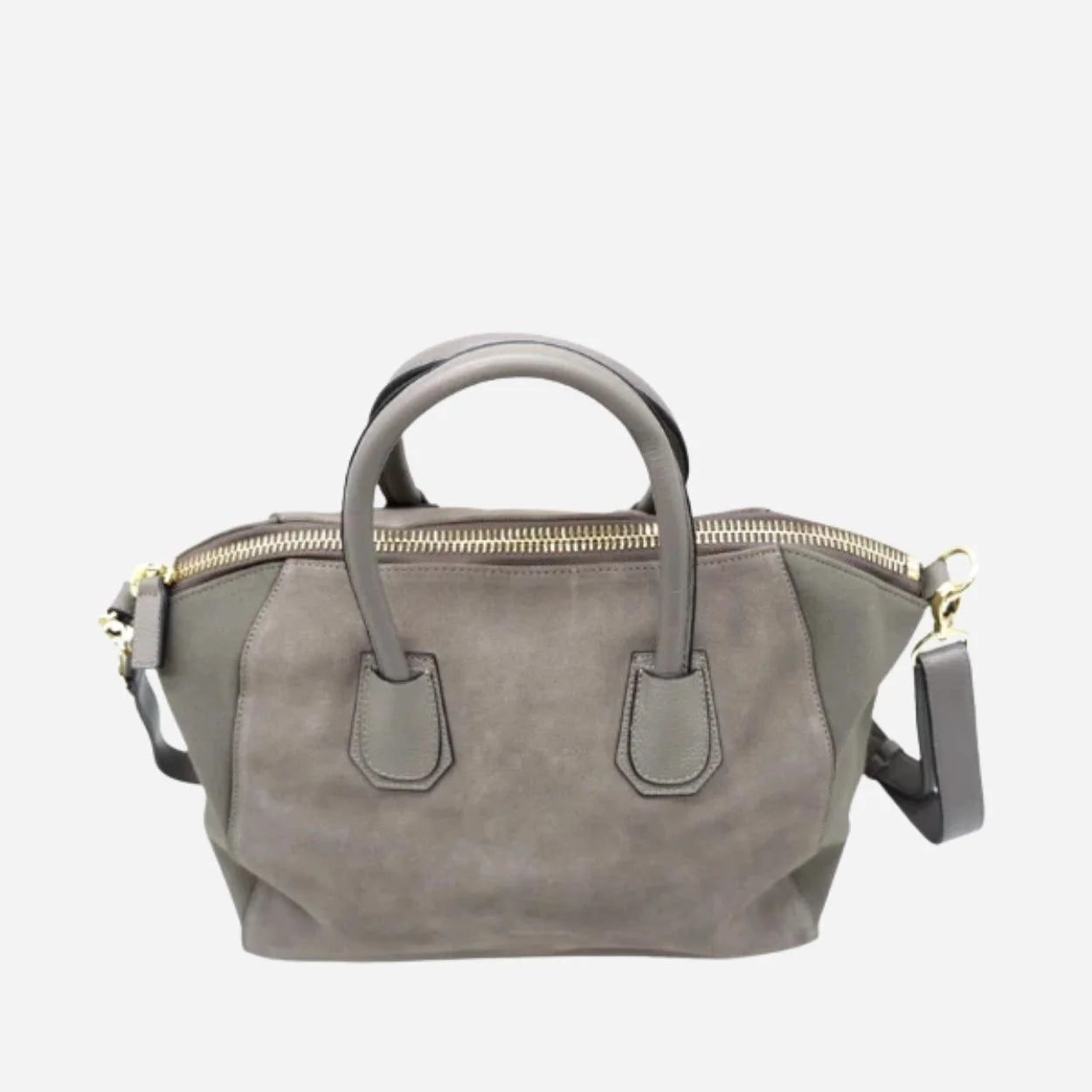 ST IVES - Grey Genuine Suede Leather Handbag Clearance