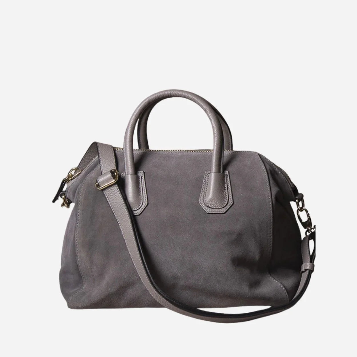 ST IVES - Grey Genuine Suede Leather Handbag Clearance