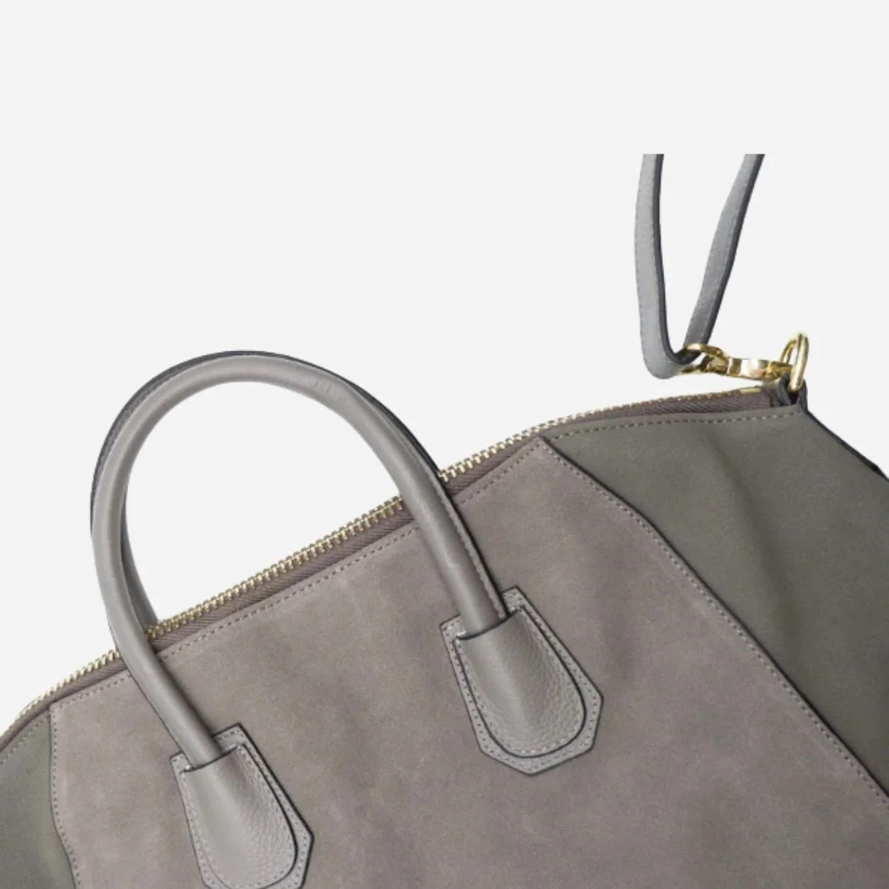 ST IVES - Grey Genuine Suede Leather Handbag Clearance