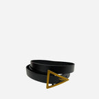 SUNBURY - Women's Black Genuine Leather Belt with Triangle Buckle
