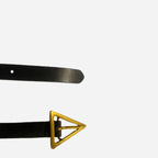 SUNBURY - Women's Black Genuine Leather Belt with Triangle Buckle