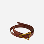 SUNBURY - Women's Tan Genuine Leather Belt with Triangle Buckle