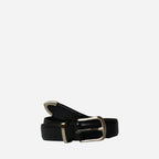 SURRY HILLS - Women's Black Genuine Leather Belt with Silver Buckle