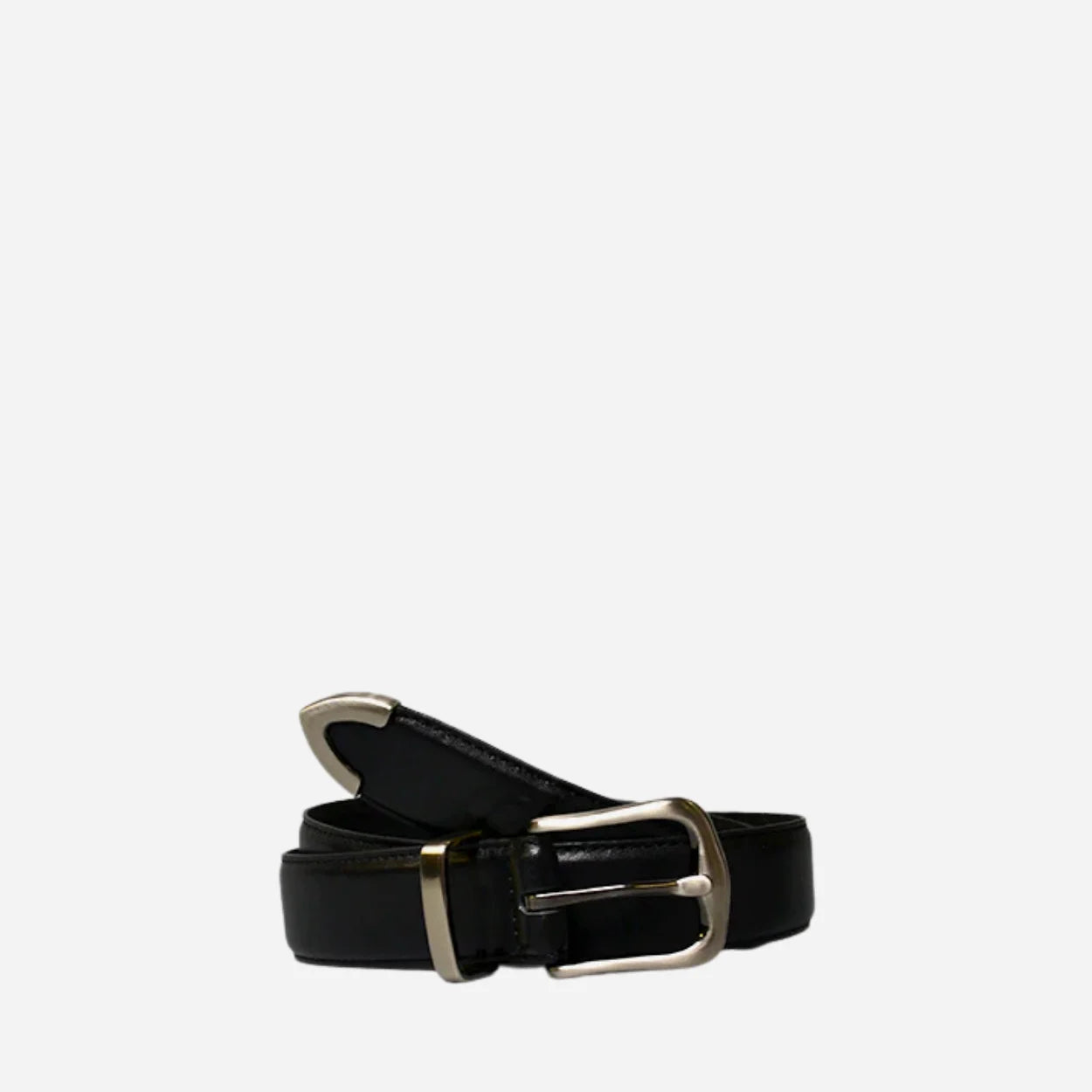 SURRY HILLS - Women's Black Genuine Leather Belt with Silver Buckle