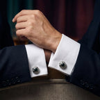 Sterling Emerald Vintage Floral Cufflinks For Men - BeltNBags