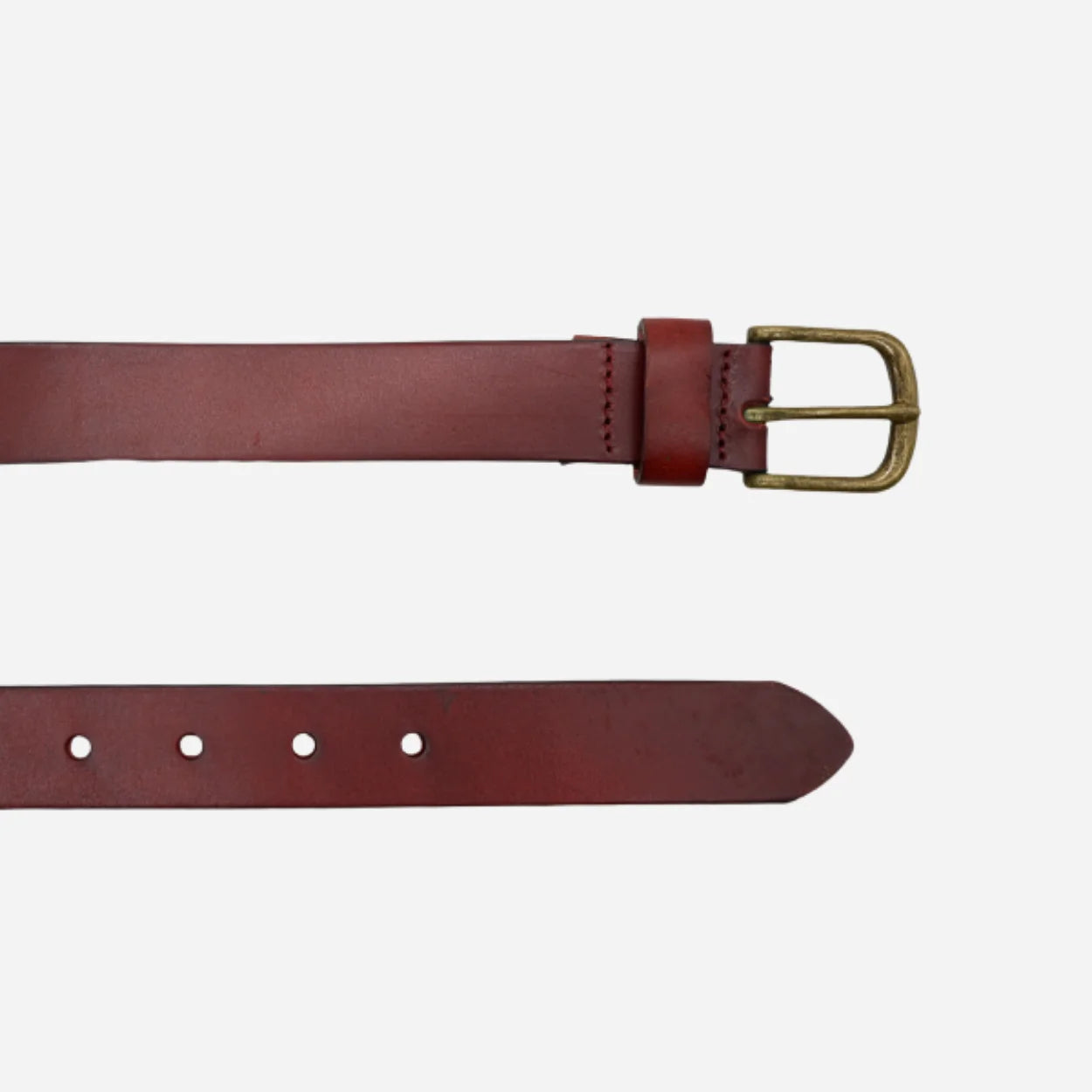 TOBEN - Mens Womens Unisex Dark Tan Genuine Leather Dress Belt Brass Buckle