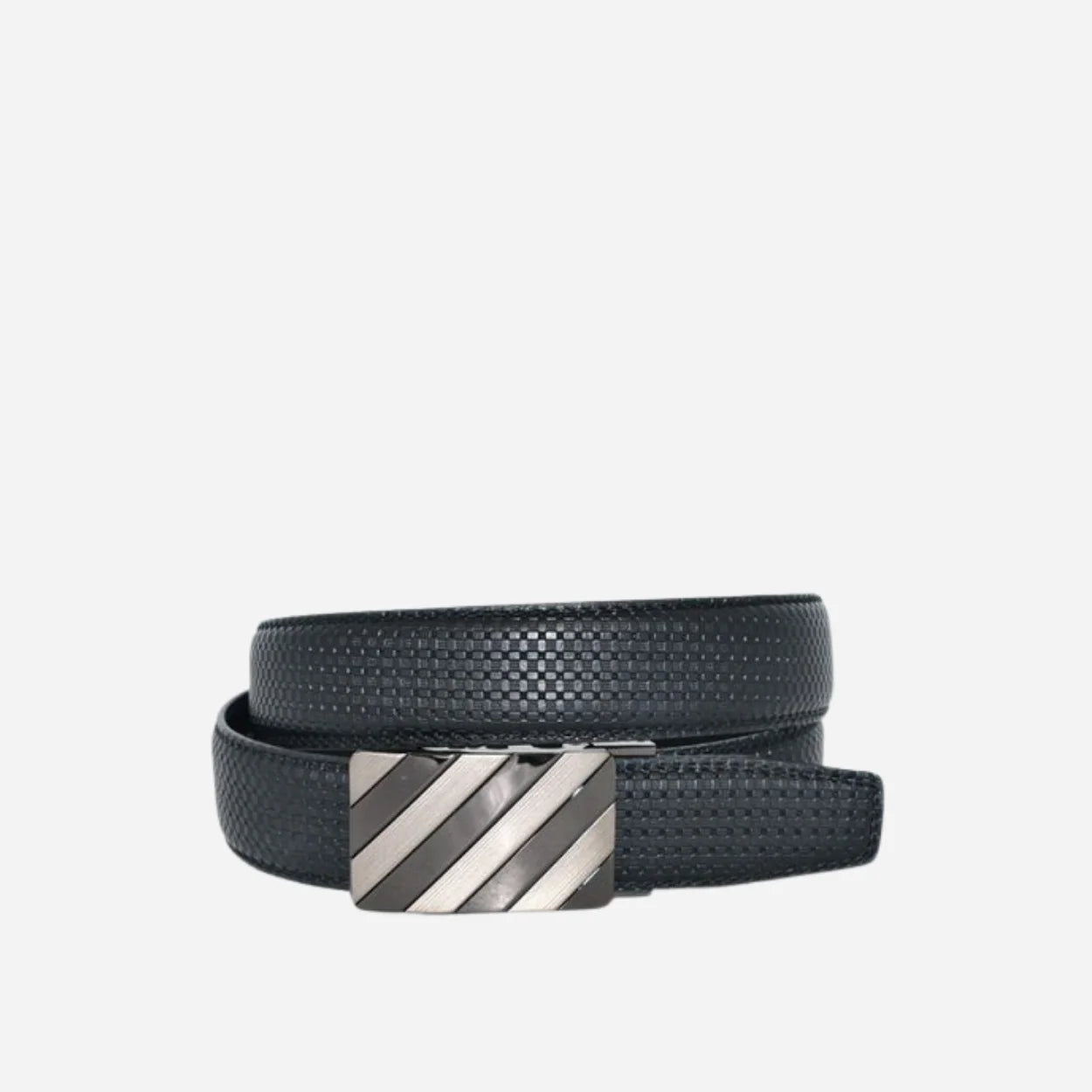 TOBY - Mens Black Leather Ratchet Dress Belt - BeltNBags