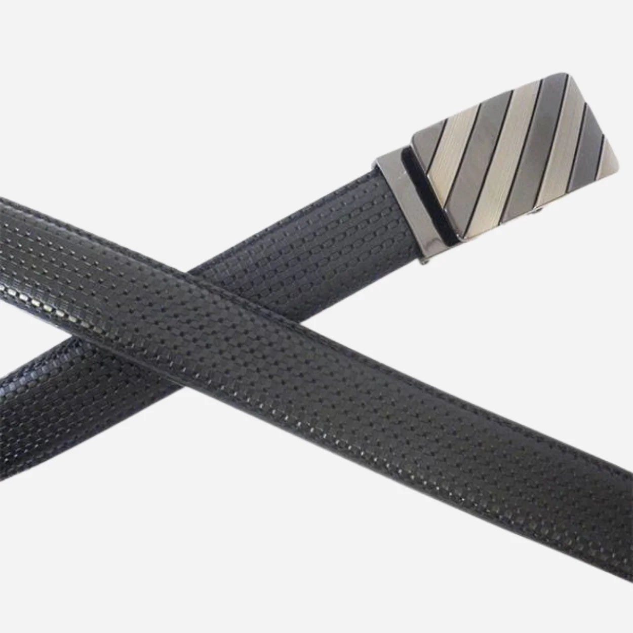 TOBY - Mens Black Leather Ratchet Dress Belt - BeltNBags