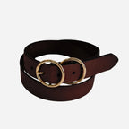 TOWNSVILLE - Womens Dark Brown Double Ring Leather Belt