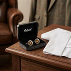 Oxford Amber Enamel Bullseye Cufflinks - BeltNBags
