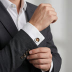 Oxford Amber Enamel Bullseye Cufflinks - BeltNBags