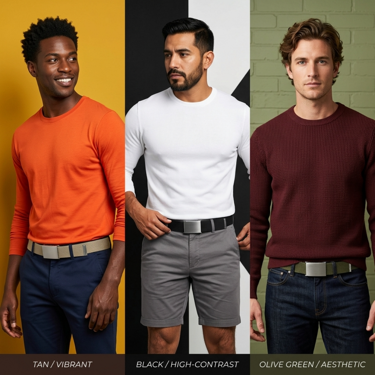 Urbanis Canvas Unisex Belts | 3 Canvas Belts for Only $13