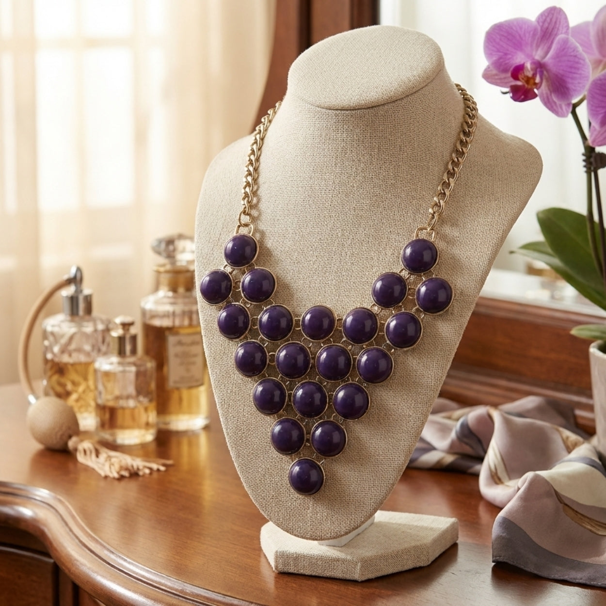 VALENCIA Royal Blue Cluster Drop Necklace - BeltNBags