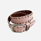 VIOLET- Girls Pink Genuine Leather Belt with Silver Buckle