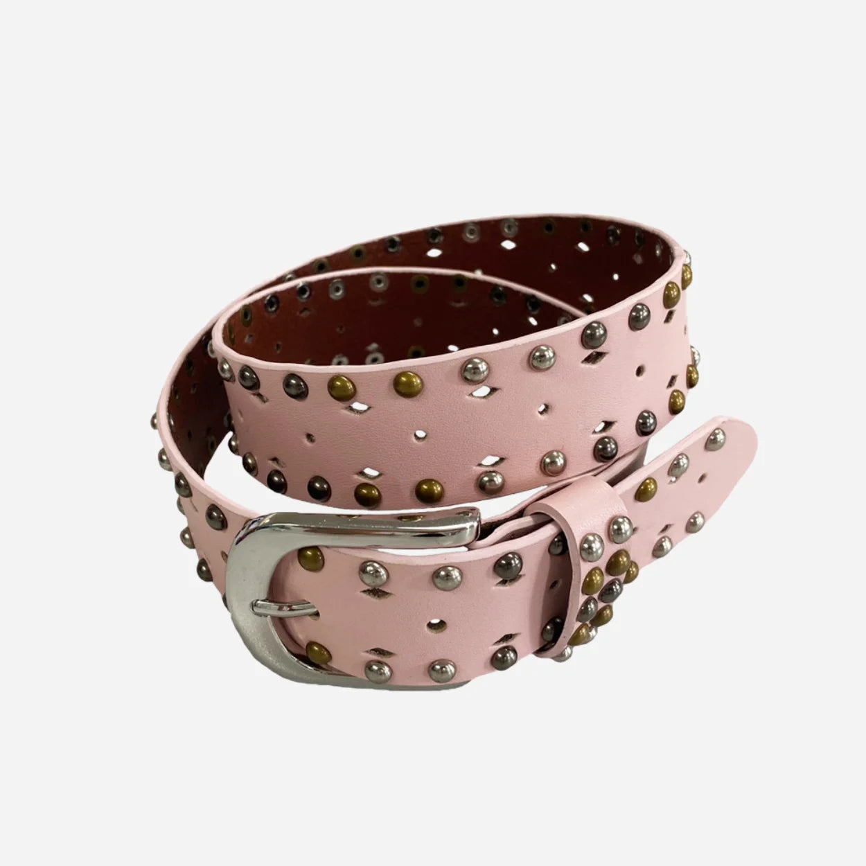 VIOLET- Girls Pink Genuine Leather Belt with Silver Buckle