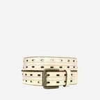 WADE - Mens Distressed Cream & Sand Leather Belt - BeltNBags