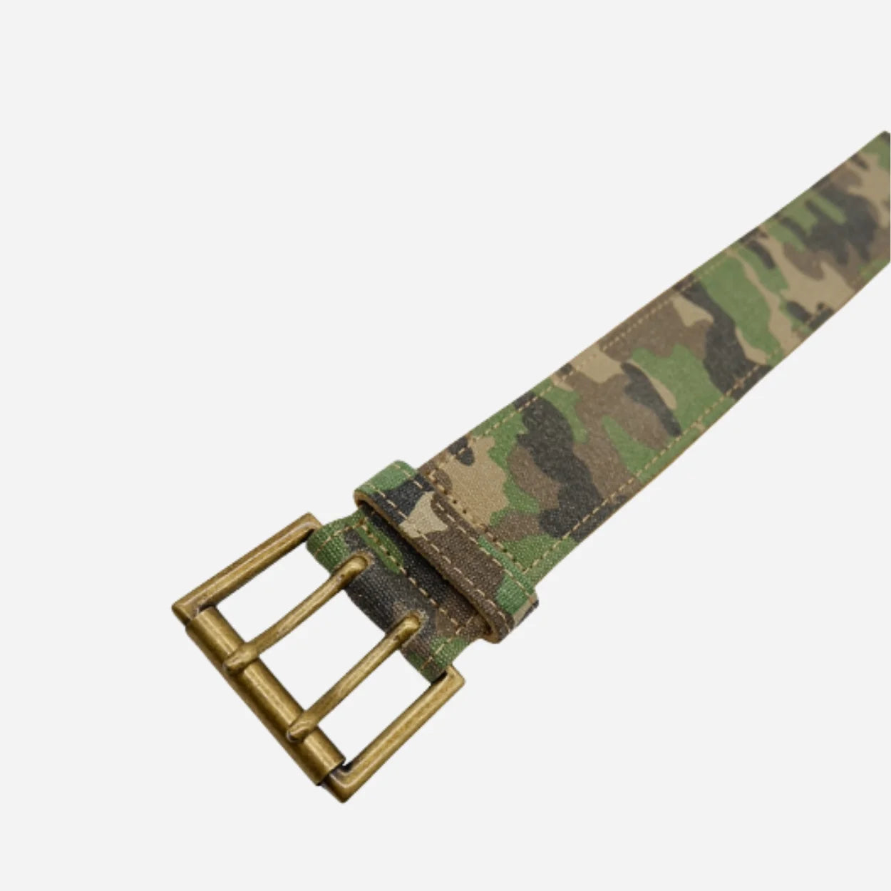 PARKER - Unisex Mens Womens Khaki Canvas & Leather Military Camouflage Belt