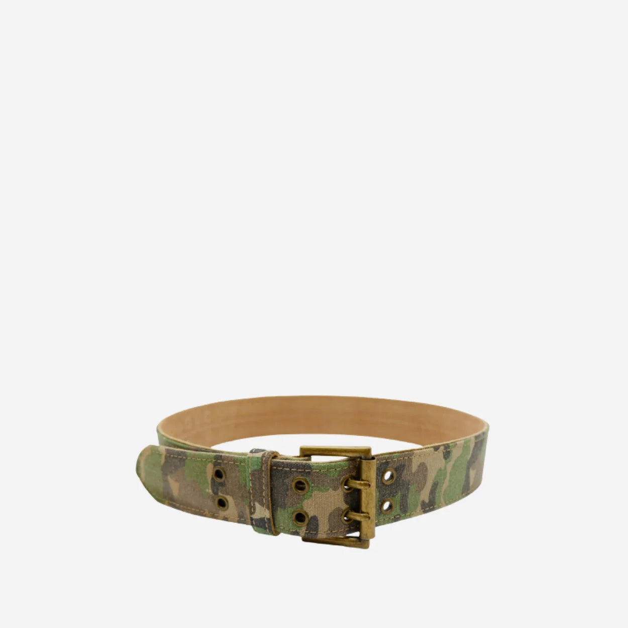 PARKER - Unisex Mens Womens Khaki Canvas & Leather Military Camouflage Belt