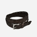 WYATT - Mens Chocolate Genuine Leather Braided Belt - BeltNBags