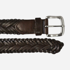 WYATT - Mens Chocolate Genuine Leather Braided Belt - BeltNBags