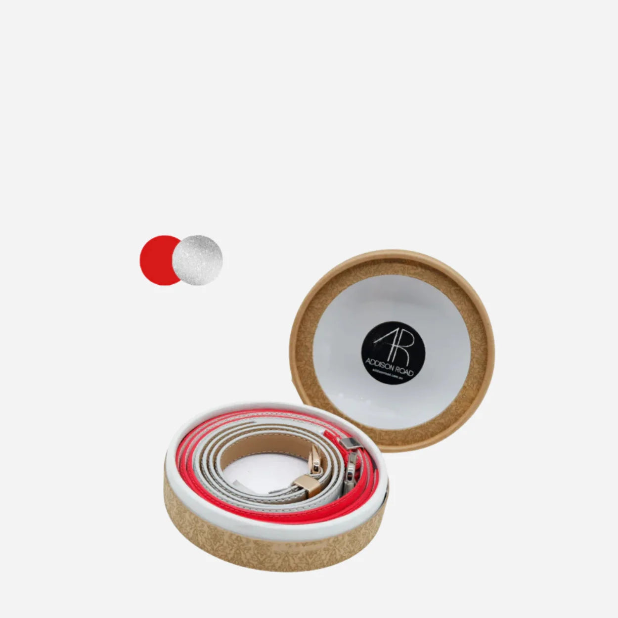 Gift Box 2 Belts | Women's Grey & Red Skinny Leather Belt Gift Set