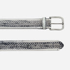 NEDINE - Unisex Black and Cream Leather Belt - CLEARANCE - BeltNBags