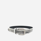 NEDINE - Unisex Black and Cream Leather Belt - CLEARANCE - BeltNBags