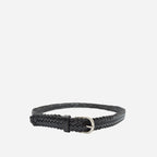 ZAREH - Womens Dark Brown Plaited Leather Belt with Silver Buckle - BeltNBags