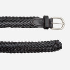 ZAREH - Womens Dark Brown Plaited Leather Belt with Silver Buckle - BeltNBags