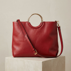 MILLFIELD - Women's Red Leather Ring Handle Tote Shoulder Crossbody Bag