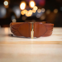 ELIZABETH - Women's Tan Genuine Leather Stretch Belt