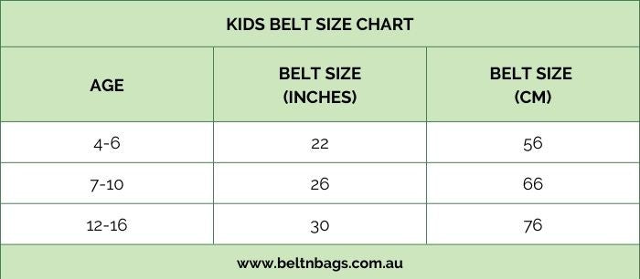 Kids Belt Size Chart