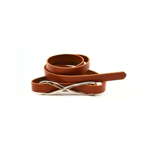 MARENGO Women s Tan Genuine Leather Skinny Belt