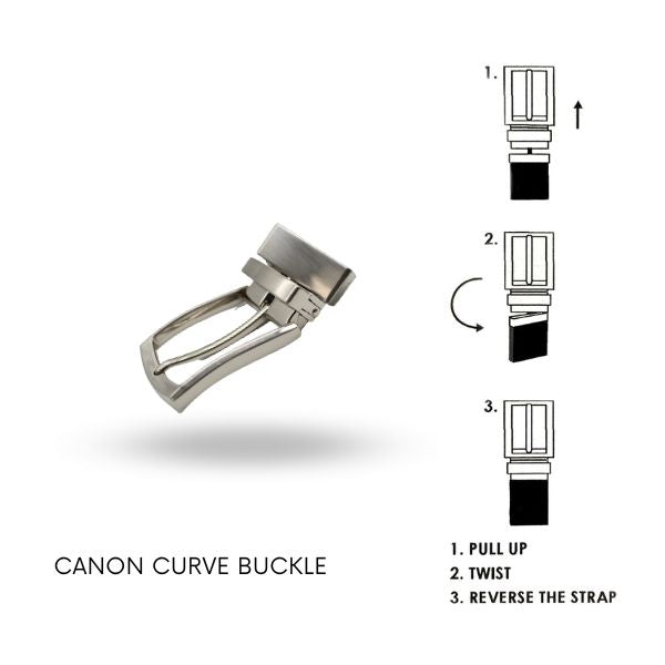 CANON Reversible Front Curve high-shine nickle silver buckle for men