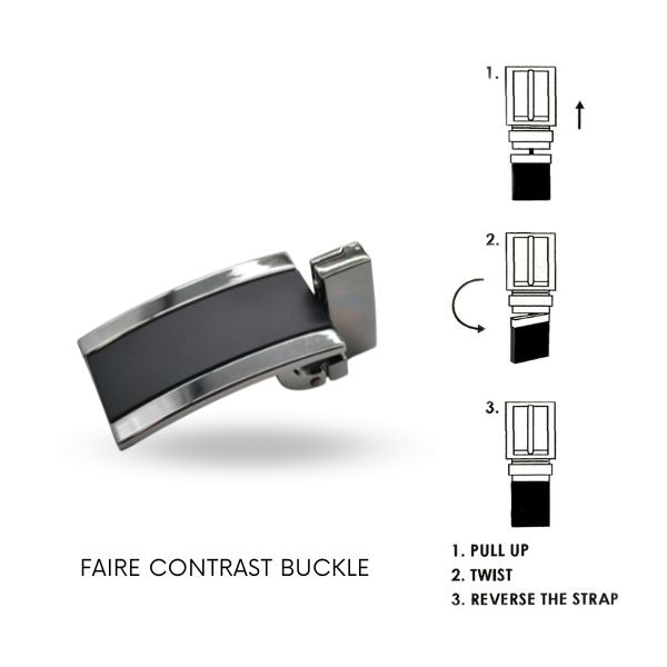 FAIRE Reversible Contrast nickle silver and black buckle for men