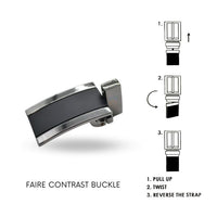 High-shine silver reversible buckle for men's genuine leather belts. Stylish 1 3/8 inch (35 mm) metal buckle in sleek silver and black, perfect for elevating any outfit with sophistication. Durable gunmetal gray buckle for versatile fashion accessories. Ideal for men's fashion, adding a touch of elegance and personality.
